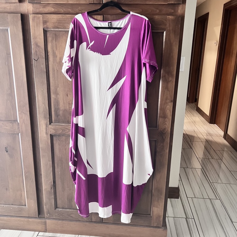 SHEIN CURVE-Purple Comfort Kaftan Style Dress with Pockets Size 4XL